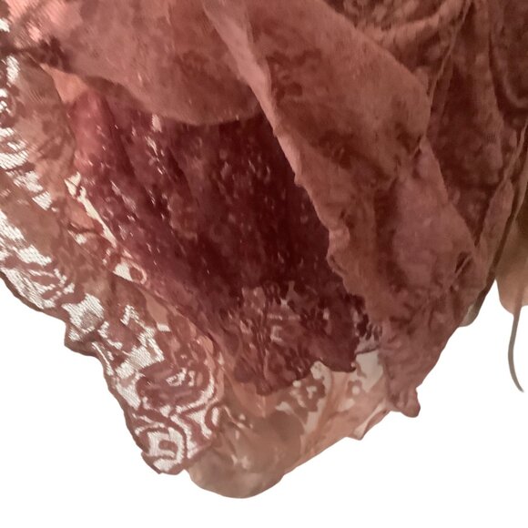 Vtg Express Paisley Lace Burnout Camisole Top Dusty Rose Large Whimsy Silk Blend - Picture 7 of 8